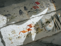 Meow Masking Tape with Release Paper / Little Houses - cool colors