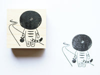 Kinoko Neko Japanese Wooden Rubber Stamp - Start
