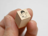 Kinoko Neko Japanese Wooden Rubber Stamp - Mini Baby Mushroom Cat