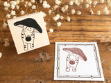 10% off - Kinoko Neko Japanese Wooden Rubber Stamp - What's Going On?