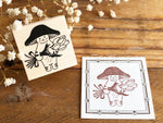 Kinoko Neko Japanese Wooden Rubber Stamp - Thank You!