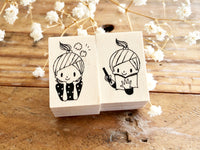 Nonnlala Original Rubber Stamp - Thinking Girl