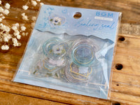 Clear Sealing Seal Stickers / Seal bits - Flower Jewelry Box Blue