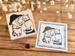 Kinoko Neko Japanese Wooden Rubber Stamp - I don't speak cat