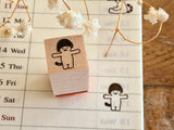 Kinoko Neko Japanese Wooden Rubber Stamp - Mini Baby Mushroom Cat