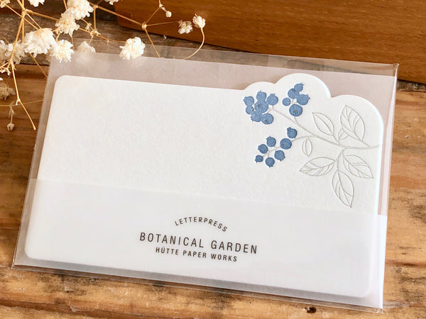 High Quality Letterpressed Washi Flora Mini Message Cards - Blueberry