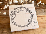 Japanese Botanical Garden Wooden Rubber Stamp - Wreath