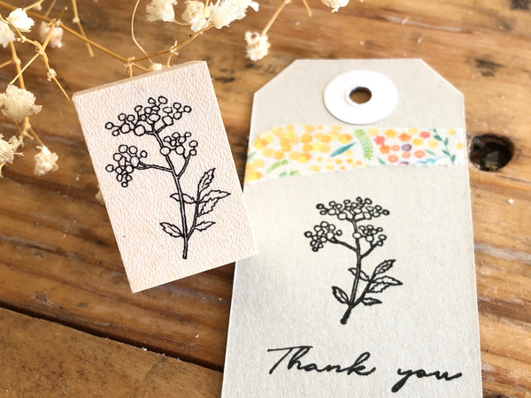 Japanese Botanical Garden Wooden Rubber Stamp - Tansy flower