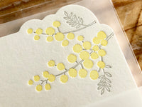 High Quality Letterpressed Washi Flora Mini Message Cards - Mimosa