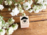 Kinoko Neko Japanese Wooden Rubber Stamp - Mini Mushroom Cat