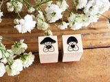 Kinoko Neko Japanese Wooden Rubber Stamp - Mini Baby Mushroom Cat