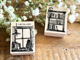 Kubominoki Original Rubber Stamp - Cat by the Window