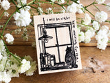 Kubominoki Original Rubber Stamp - Cat by the Window