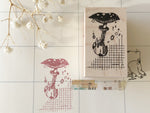 Nonnlala Original Botanical Rubber Stamp - Mushroom & Grids