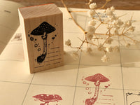 Nonnlala Original Botanical Rubber Stamp - Mushroom & Lines