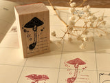 Nonnlala Original Botanical Rubber Stamp - Mushroom & Lines