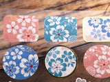 Traditional Japanese Style Masking Sheet of Sticker - Blue and Pink Flower Patterns