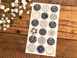 Tradtional Japanese Style Sheet of Sticker - Blue Flower Patterns