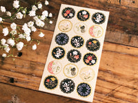 Tradtional Japanese Style Sheet of Sticker - Black Flower Patterns