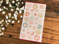 Tradtional Japanese Style Sheet of Sticker - Pastel Color flower patterns and Mizuhiki