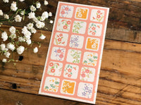 Traditional Japanese Style Sheet of Sticker - Square Little Flowers