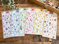 Botanical Watercolor Sheet of Stickers / Blue