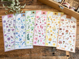 Botanical Watercolor Sheet of Stickers / Pink