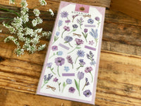 Botanical Watercolor Sheet of Stickers / Purple