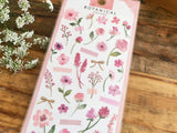 Botanical Watercolor Sheet of Stickers / Pink