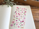 Botanical Watercolor Sheet of Stickers / Pink