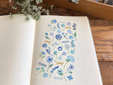 Botanical Watercolor Sheet of Stickers / Blue