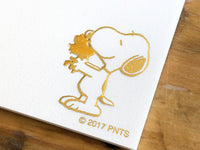 Snoopy thick card stock, letterpressed, gold foild stamped message card booklet