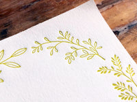 High Quality Botanical Garden Letterpress Memo Pad - Leaf Wreath