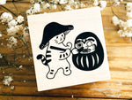 Kinoko Neko Japanese Wooden Rubber Stamp - Daruma-san