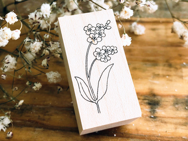 Japanese Botanical Garden Wooden Rubber Stamp - Forget-me-not