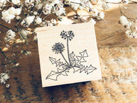 Japanese Botanical Garden Wooden Rubber Stamp - Dandelions