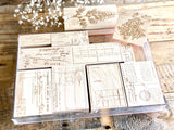 Japanese Wooden Rubber Stamps - Vintage / Antique Style Receipt Tax Frame Stamp