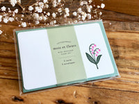 High Quality Letterpressed Washi Flora Mini Message Cards - Lily of the valley