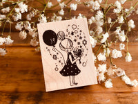 Nonnlala Original Rubber Stamp - Girl with Balloons