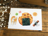 Shiba Inu Postcard - Rice Cracker (お煎餅)