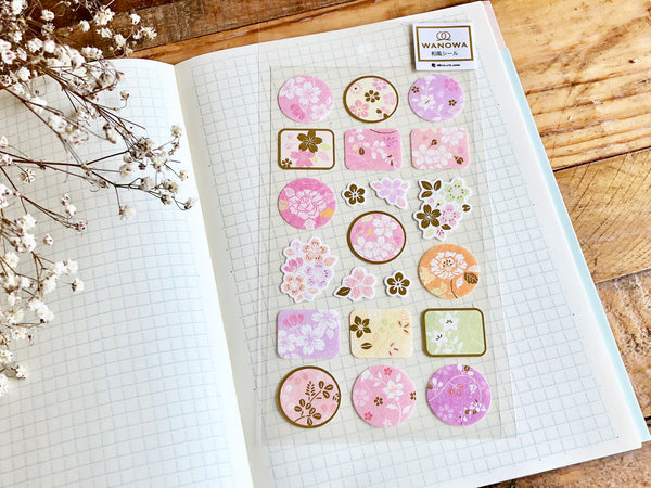 Traditional Japanese Style Sheet of Sticker - Flowers