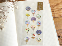 Traditional Japanese Summer Collection sheet of Washi Stickers - Fans