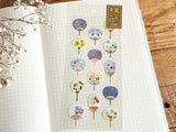 Traditional Japanese Summer Collection sheet of Washi Stickers - Fans