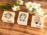 Kubominoki Original Wooden Rubber Stamp - 3 sisters