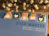 Sticky Index Tabs / One Point Stickers - "Shiba Dog" , "Corgi" from POMPON HiPS series