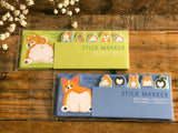 Sticky Index Tabs / One Point Stickers - "Shiba Dog" , "Corgi" from POMPON HiPS series