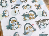 Mofusand Sheet of Clear Stickers-Little Sharks