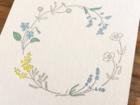 High Quality Botanical Garden Letterpress Postcard - Wreath