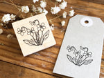 Japanese Botanical Garden Wooden Rubber Stamp - Violet