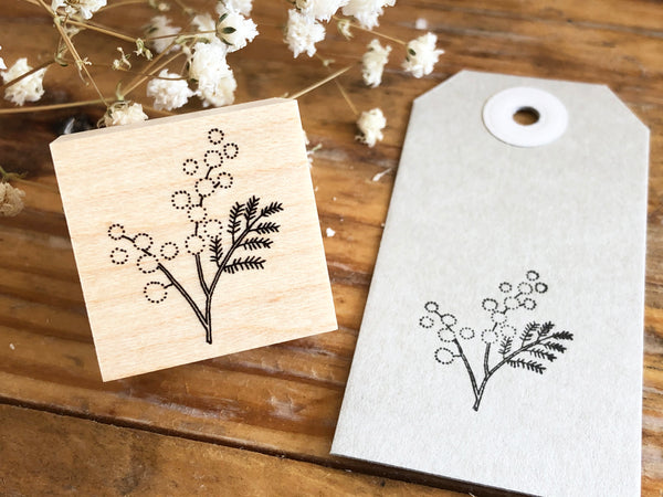 Japanese Botanical Garden Wooden Rubber Stamp - Mimosa
